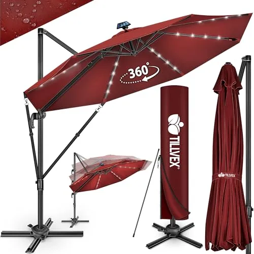 tillvex Premium Alu Sonnenschirm 330 cm in rot von tillvex