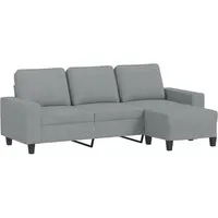 vidaXL 3-Sitzer-Sofa mit Hocker Hellgrau 180 cm - Stylisches 3-Sitzer-Sofa mit Hocker, ideal zum Entspannen. Strapazierfähiger Stoff und robustes Gestell bieten Komfort und Langlebigkeit. Perfekt für jedes Zuhause!