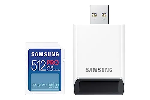 Samsung PRO Plus MB-SD512SB Speicherkarte 512 GB mit USB Kartenleser - Speicherkarten: Hohe Geschwindigkeit und große Kapazität für schnelle Datenübertragungen und Speicherung von Fotos und Videos.