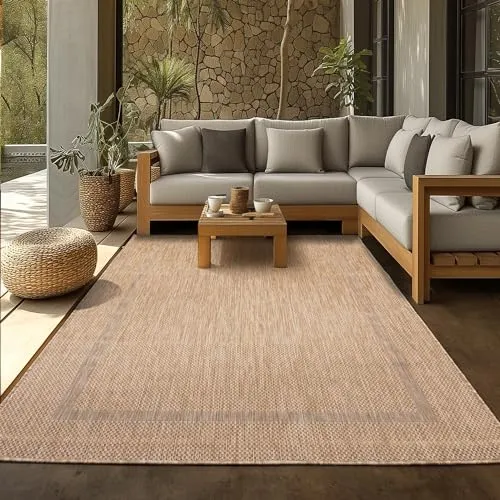 SIMPEX Outdoor Teppich, Beige, 60 x 100 cm, Moderner Läufer