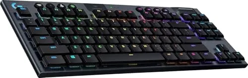 Logitech G915 LIGHTSPEED TKL kabellose mechanische Gaming-Tastatur ohne Ziffernblock, Clicky GL-Tasten-Switch mit flachem Profil, US QWERTY Layout - Carbon