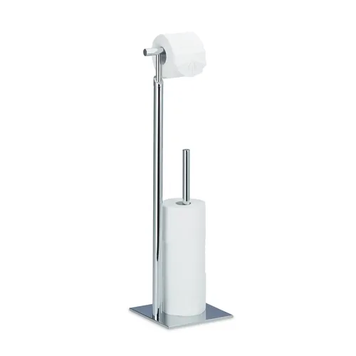 Stehender Toilettenpapierhalter - Freistehender WC-Rollenständer - Toilettenbürsten & -halter aus robustem Metall, 71 cm hoch, elegantes Design in Silber für jedes Badezimmer.