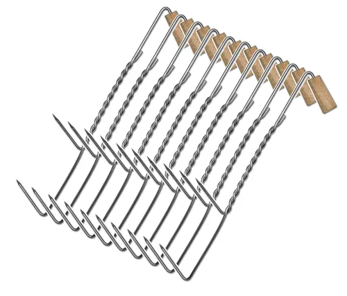 Stück Räucherhaken Holzgriff Doppelspitze 18,5cm smoking hooks Fisch Räuchern 10
