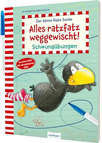 Der kleine Rabe Socke: Alles ratzfatz weggewischt!: Schwungübungen | Mit abwischbaren Seiten & Stift
