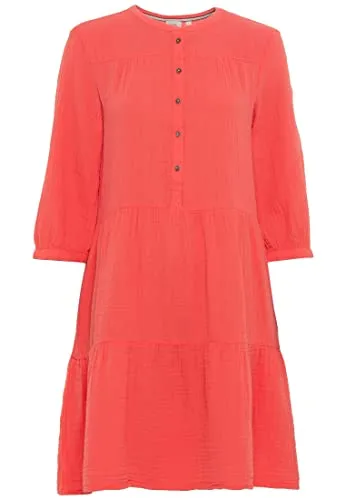 camel active Sommerkleid - Elegantes Damenkleid aus 40% Leinen und 60% Lyocell, ideal für kühlere Abende im Frühling und Sommer. Zeitloses Design mit Kontrastknöpfen und Brusttaschen, perfekt für jeden Anlass.