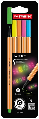 Produktbild STABILO Finelinerpoint 88® Etui „NEON“ 5er Set, 
