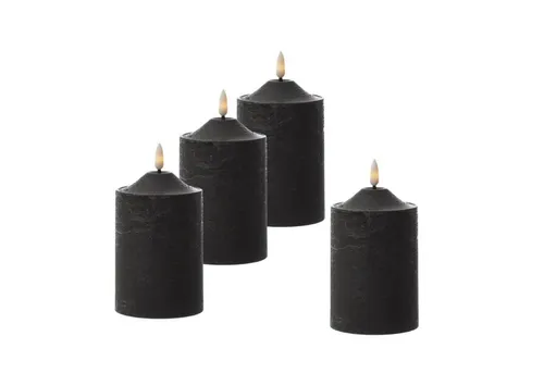 MARELIDA LED-Kerze Kerzenset in Rustik-Optik - 4er Set mit Timer - LED-Kerzen in Rustik-Optik aus Echtwachs, 15cm hoch, mit realistischer 3D-Flamme und praktischem Timer für stimmungsvolle Dekoration.