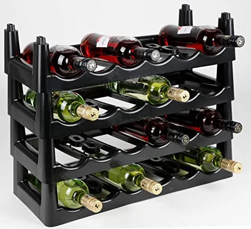 Alpfa Flaschenregal Schwarz: Stilvolles Stapelregal für Weinliebhaber