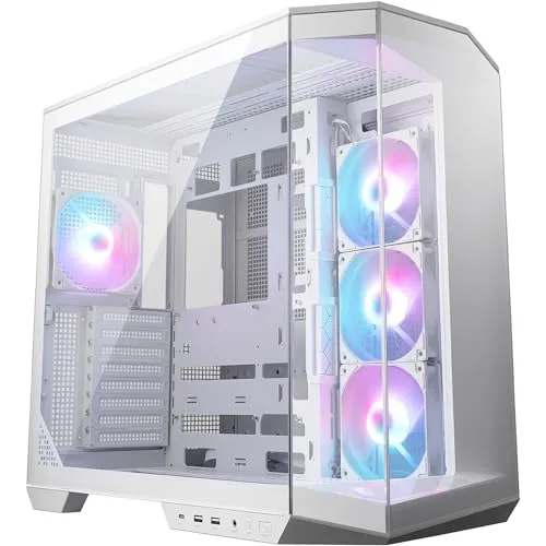 MSI MAG Pano 100R PZ - Midi Tower Gaming Gehäuse, Weiß mit Echtglas Seitenfenster und optimaler RGB Beleuchtung