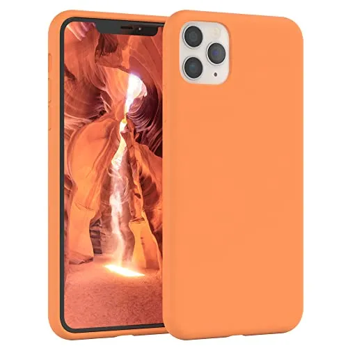 EAZY CASE Premium Silikon Handyhülle kompatibel mit iPhone 11 Pro Max Slimcover mit Kameraschutz und Innenfutter, Silikonhülle, Schutzhülle, Bumper, Handy Case, Hülle, Softcase, Hell Orange