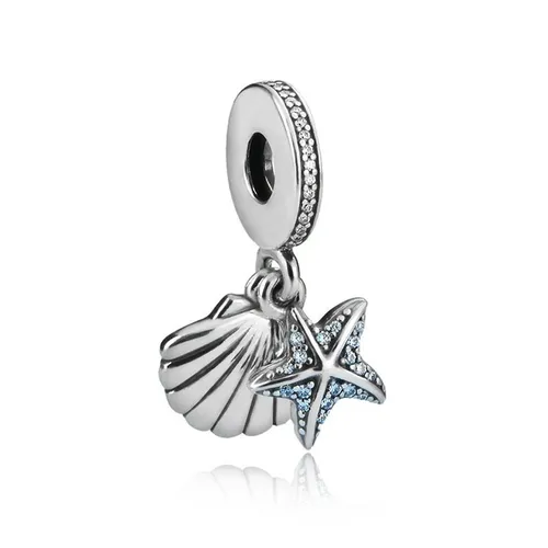 PANDACHARMS Seestern und Muschel Charm Anhänger für Charm Armband, 925er Silber