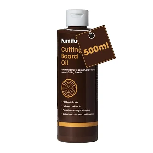 Produktbild Furniture Clinic Schneidebrett-Öl, 500 ml, hochwertiges Mineralöl in Lebensmittelqualität zum Schutz und zur Wiederherstellung von Holzschneidebrettern, Metzgerblöcken und Arbeitsplatten
