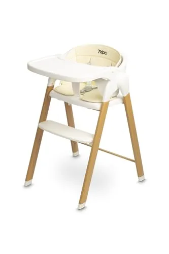 CARETERO - 3 in 1 Hochstuhl Baby - Hochstuhl mit Neugeborenenaufsatz - ab 6 Monate bis 15 kg, Kinderhochstuhl Klappbar, mit Fußstütze, mit Tisch Abnehmbar, Mitwachsend, Höhenverstellbar - Triplo Beige