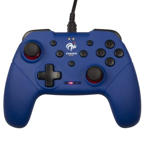 Konix FFF Wired Controller für Nintendo Switch und PC - Blau mit Vibrationsfunktion - Smart Home - Ergonomischer Controller mit 3 m Kabel, rutschfesten Griffen und Bildschirmaufnahme-Taste für intensives Gaming und Komfort.
