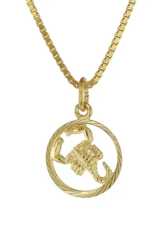 trendor Kinder Sternzeichen Skorpion Anhänger mit goldplattierter Kette - Edler Kinder-Schmuck in 333 Gold mit filigranem Skorpion-Anhänger und 38 cm goldplattierter Kette. Perfektes Geschenk als Glücksbringer für Mädchen und Jungen.