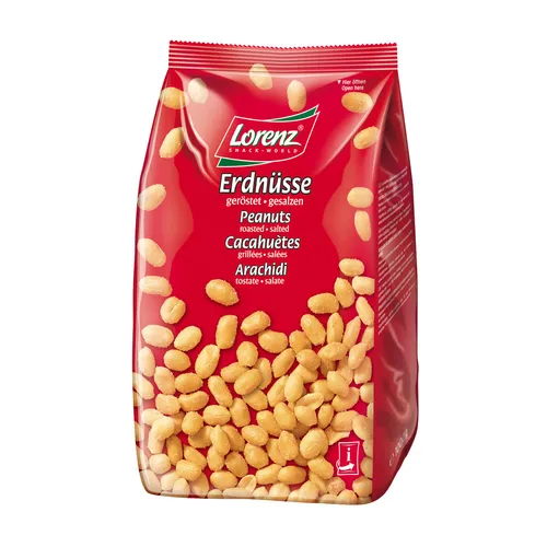 Lorenz Erdnüsse geröstet und gesalzen 1000g 2er Pack - Perfekte Snack-Option für jeden Anlass! Geröstete und gesalzene Erdnüsse im praktischen 2er Pack, ideal für gesellige Abende oder als Snack für zwischendurch.
