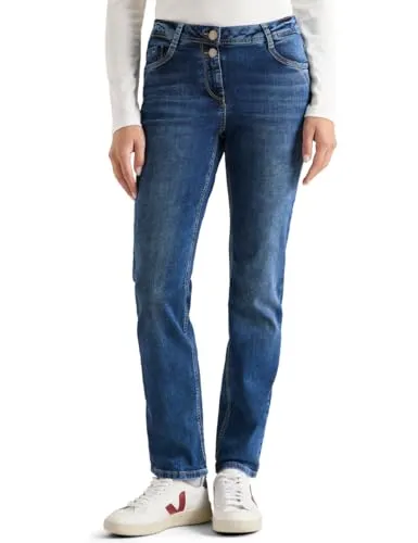 CECIL Straight Leg Jeans mid Blue Used wash 28 - Damen-Jeanshose im Casual Fit mit Mid Waist und Straight Legs, ideal für lässige Outfits. Hochwertige Verarbeitung und bequemer Sitz.