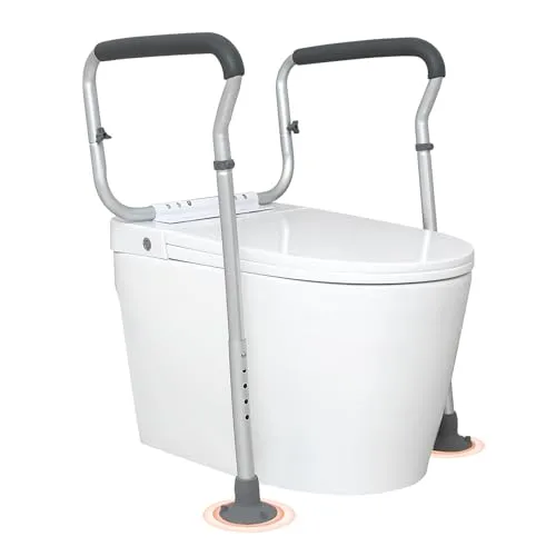 VEVOR Toiletten Aufstehhilfe Toilettensitzerhöhung Armlehne 45–55 cm / 67-77 cm Einstellbar, 136 kg Tragfähigkeit Robust WC Aufstehhilfe Toiletten Haltegriffe Toilettensitzerhöhung WC Haltegriff