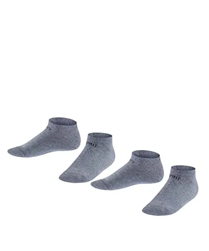 ESPRIT Unisex Kinder Sneakersocken Foot Logo Multipack K Sn Baumwolle kurz einfarbig 2 Paar, Grau Light Grey Melange 3390, 27-30