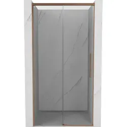 Mexen Rox Schiebetür Duschabtrennung 130 cm, transparent, gebürstetes Kupfer - 8C2-130-000-65-00