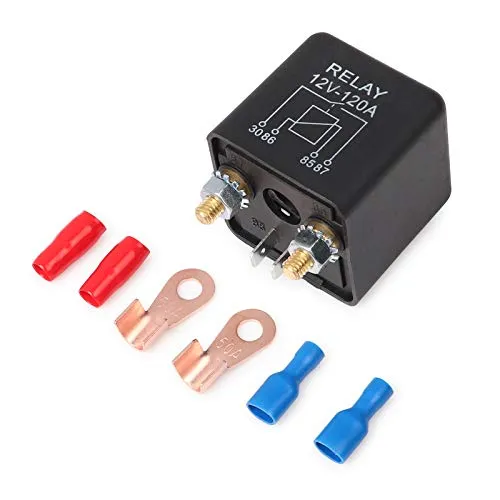 Ehdis Relais Batterie Trennrelais 12V 120A 4 Pin Auto Relay Black Box Batterie für Automobile Heavy Vehicle-LKW Bagger Van Boot + 2 Pin-Abdruck + 2 Klemme [1 Satz]