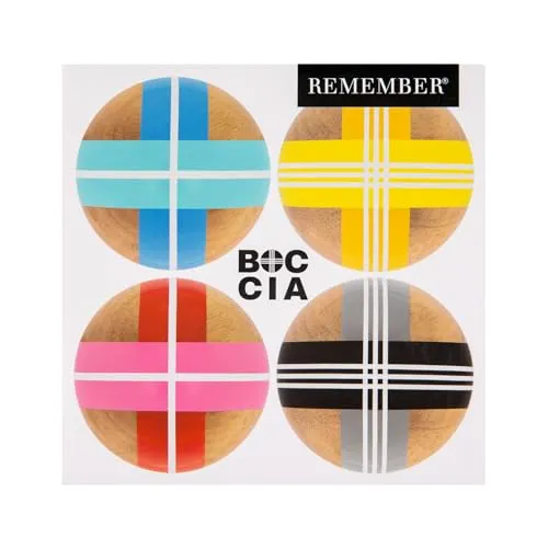 REMEMBER Spiel BOCCIA - 8 Bocciakugeln und 1 kleine Kugel aus Holz für 2-8 Spieler - Geselliges Spiel für die ganze Familie, fördert Teamgeist und Geschicklichkeit, ideal für Gartenpartys oder Spieleabende.