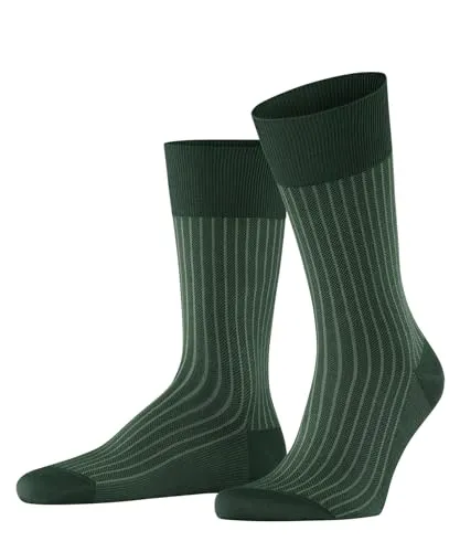 FALKE Herren Socken Oxford Stripe M So Baumwolle gemustert 1 Paar, Grün Hunter Green 7441, 39-40