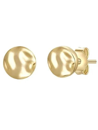Glanzstücke München Ohrstecker Kreis in Gelbgold - Elegante Ohrstecker aus 925er Sterling Silber mit gehämmerter Gelbgold-Beschichtung, ideal für stilvolles Understatement und vielseitiges Kombinieren.