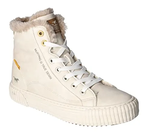 Mustang Shoes 1442601/243 Stiefelette beige 37 EU - Wanderschuhe mit modischem Design, gefüttert mit Kunstfell für optimalen Komfort und Wärme - ideal für herbstliche Abenteuer.