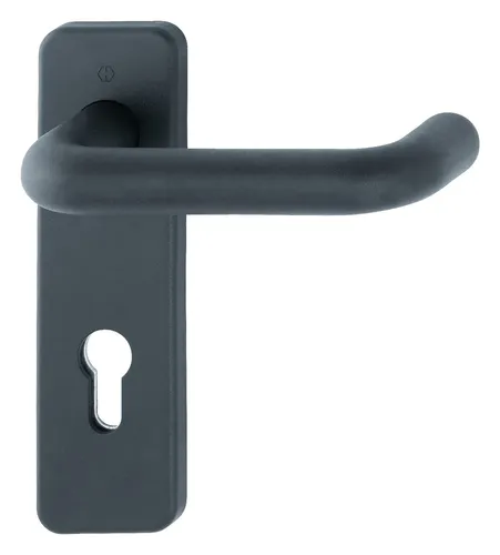 Hoppe Feuerschutz Wechselgarnitur F9005 FS-K58 - Wechselgarnitur mit 72/9 mm PZ, schwarz matt. Ideal für Türstärken von 40-66 mm. Verleiht Türen Sicherheit und eleganten Stil. Perfekt für den professionellen Einsatz in modernen Gebäuden.