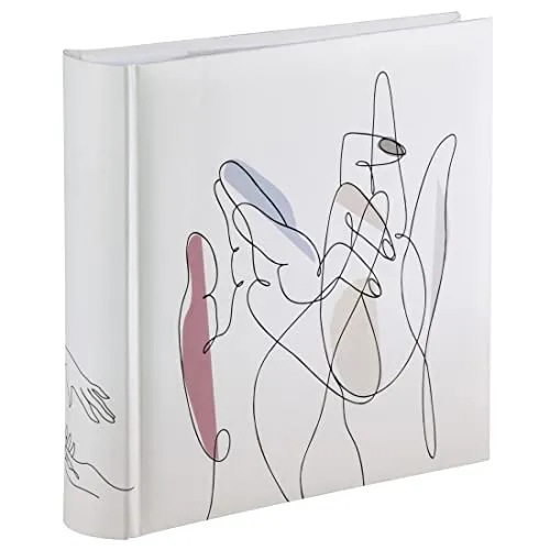 Hama Einsteck-Fotoalbum „Hands“ (Memo-Album mit 100 Seiten, zum Einstecken von 200 Fotos im Format 10x15, Grafik, 22,5x22) Einsteckalbum Fotobuch weiß