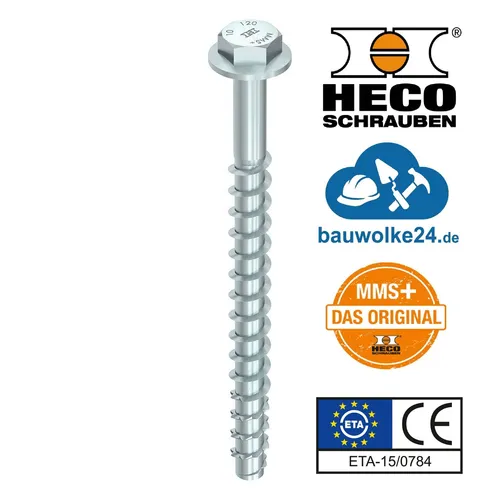 Heco MMSplus-SS Betonschraube 12 x 160 mm - verzinkt blau, VPE: 25 Stück - HECO-Dübeltechnik, besonders korrosionsbeständig und ideal für die sichere Befestigung in Beton.