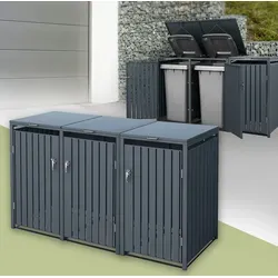 ML-Design Mülltonnenbox 3er Anthrazit - Mülltonnenbox für 3 Tonnen (240L), aus wetterfestem Stahl, mit praktischem Zugseil-System für müheloses Öffnen und leisen Deckel. Sicher und ästhetisch für deinen Garten!