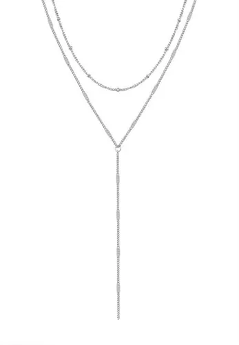 Hey Happiness Y-Kette Layering Kugel & Plättchen, Vergoldete Damen Lariat-Kette aus Edelstahl, wasserfest