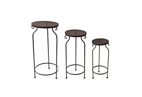 HTI-Living Blumenbank Blumentisch 3er-Set Celia - Braun - Stilvolles 3er-Set Blumenständer aus robustem Metall, perfekt für die Präsentation Ihrer Pflanzen und Blumen, ideal für jeden Wohnraum.