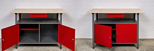 KREHER Werkbank Set 2: 2 x Werkbank mit Schublade und Türen