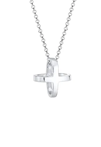 Elli Halskette Damen Kreuz Symbol 3D in 925 Sterling Silber
