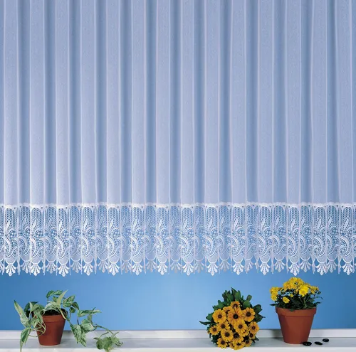 heimtexland edle Store Gardine mit Makramee Sockel in weiß von Heimtexland