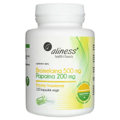 Aliness Bromelain 500mg Papain 200mg 100 Kapseln Verdauung Enzyme vegan