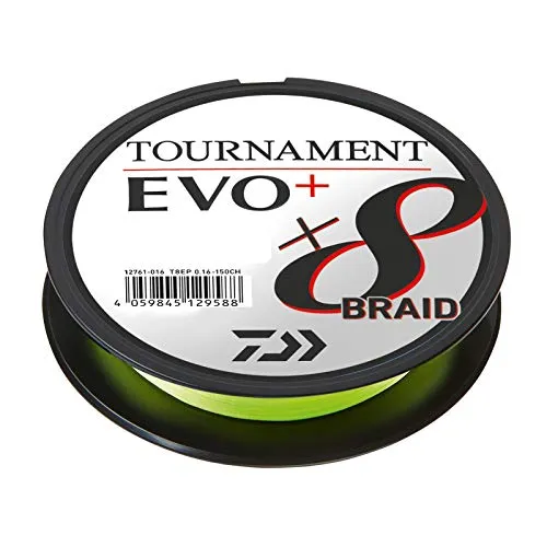 Daiwa Tournament X8 Braid EVO+ 0,18mm 135m Chartreuse geflochtene Angelschnur