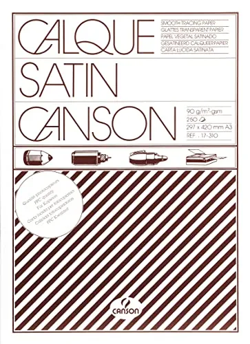 CANSON, Pauspapier, Glatt, 90gsm, 55lb, Bogen, A3-29,7x42cm, Box, Transparent, 250 Bögen - C200017310
