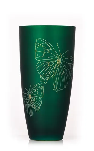 Vase Meadow Smaragdgrün matt mit Goldmetallic in blau von Crystalex