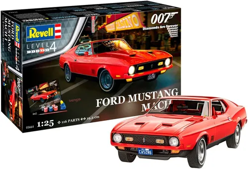 Revell 05664 Geschenkset James Bond Ford Mustang Mach I 1:25 - Bausatz für den legendären Ford Mustang Mach I, ideal für Modellbau-Fans und James Bond Liebhaber.
