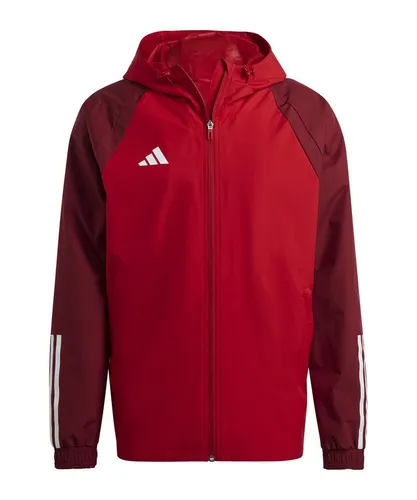 Adidas Tiro 23 Competition Allwetterjacke - rot - Jacke für Fußballspieler, wasserabweisend und aus 100 % recycelten Materialien, ideal für jedes Wetter und umweltfreundlich.