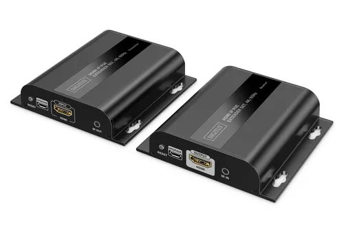 DIGITUS HDMI IP PoE Extender Set – UHD 4K 60Hz - HiFi-Kabel für hohe Reichweite: Überträgt AV-Signale über CAT6 bis zu 200 m mit herausragender UHD-Bildqualität und flexibler Installation dank PoE.