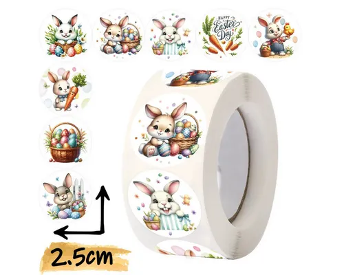 Ware aus aller Welt Aufkleber 500 Oster-Sticker – Niedliche Hasen & Ostermotive – Ø ca. 2,5 x 2,5 cm, (500tlg)