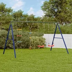Vidaxl Schaukel-Set mit Schaukelsitzen und Kletterschaukel - Gestalte den Garten zum Abenteuerspielplatz! Dieses vielseitige Schaukel-Set bietet zwei Schaukelsitze, eine Kletterschaukel und eine Strickleiter für unendlichen Spielspaß. Robustes Metallgestell garantiert Stabilität und Sicherheit.