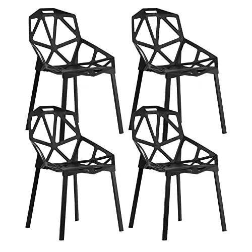 Home Collective Esszimmerstuhl 4er Set - Esszimmerstühle aus robustem Kunststoff mit Metallfüßen, ergonomisch gestaltet und bis zu 120 kg belastbar – ideal für Wohnzimmer, Küche und mehr.