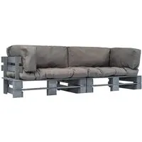 vidaXL 2-tlg. Outdoor-Sofa-Set Paletten mit Kissen in Grau - Gartenmöbel-Set aus langlebigem, witterungsbeständigem Kiefernholz mit weichen, dick gepolsterten Kissen für höchsten Komfort, ideal für entspannte Stunden im Garten oder auf der Terrasse.