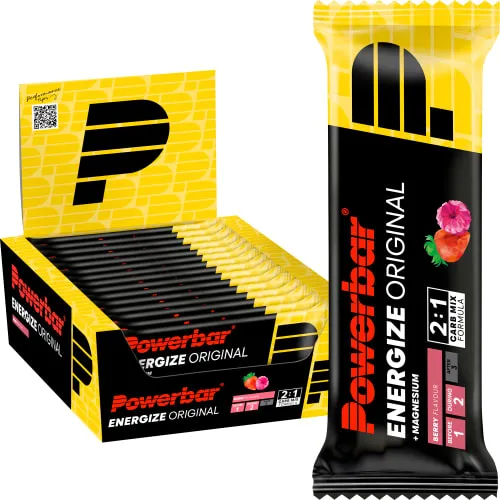 Powerbar Energize Original Berry - 15x55g High Carb Energieriegel - Gewichtsmanagement Riegel mit optimaler Energieversorgung dank 2:1 Kohlenhydratverhältnis, ideal für Wettkämpfe und sportliche Belastung.